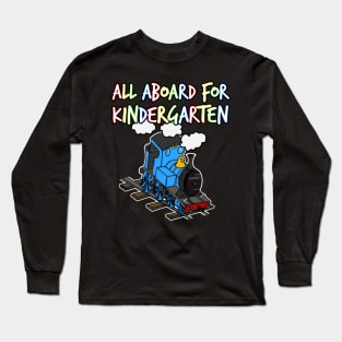 All Aboard For Kindergarten Steam Train (Blue) Long Sleeve T-Shirt